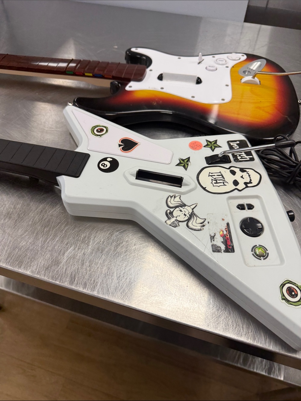 White Wireless Rock Guitar Controller — Stickered Design